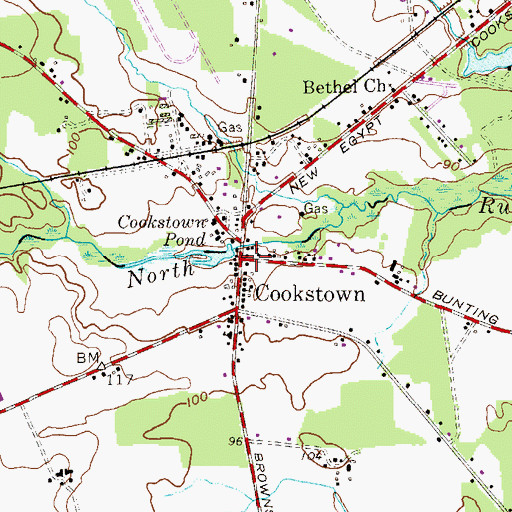 Topographic Map of Cookstown, NJ