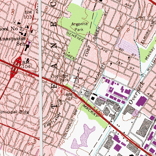 Topographic Map of Coolidge Park, NJ