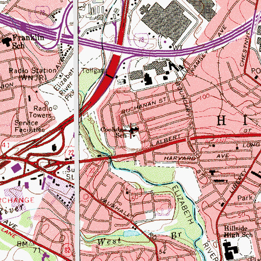 Topographic Map of Calvin Coolidge Elementary School, NJ