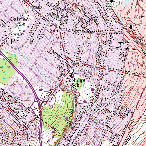 Topographic Map of Calvin Coolidge Elementary School, NJ