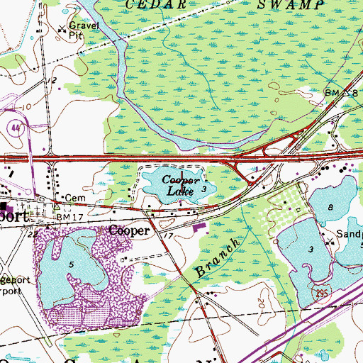 Topographic Map of Cooper Lake, NJ