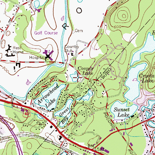 Topographic Map of Cooper Lake, NJ