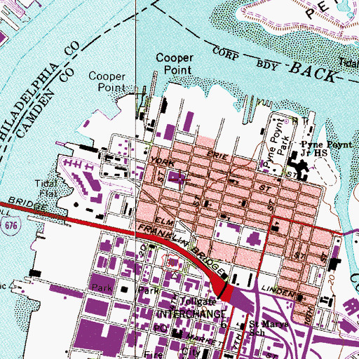 Topographic Map of Coopers Poynt Elementary School, NJ