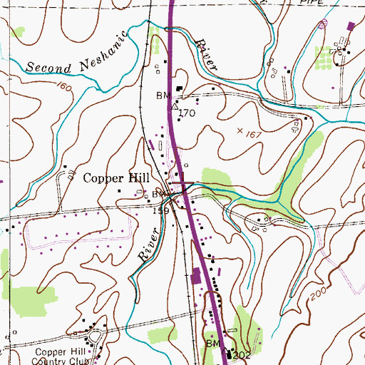 Topographic Map of Copper Hill, NJ