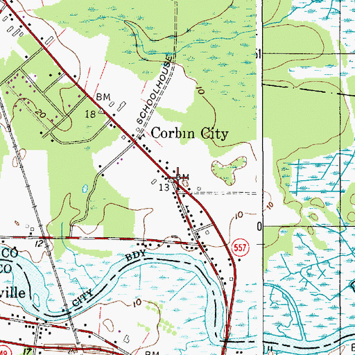 Topographic Map of Corbin City, NJ