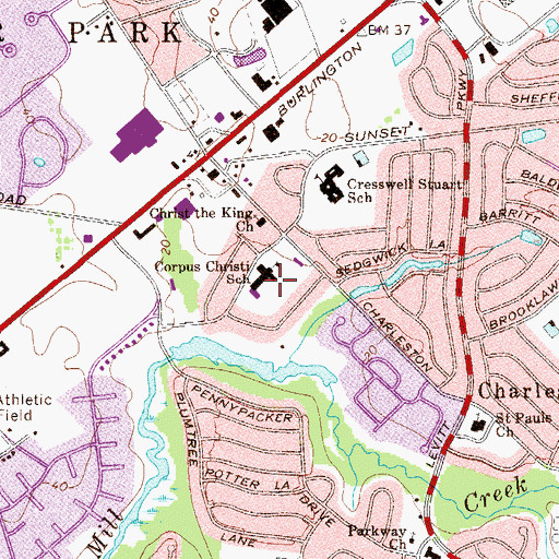 Topographic Map of Corpus Christi Elementary School, NJ