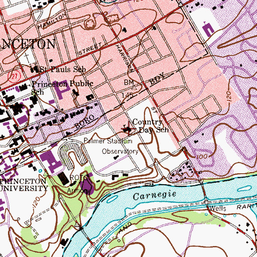 Topographic Map of Country Day School, NJ