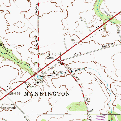 Topographic Map of County Home Cemetery, NJ
