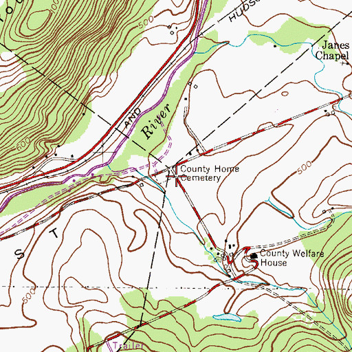 Topographic Map of County Home Cemetery, NJ