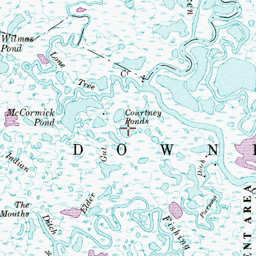 Topographic Map of Courtney Ponds, NJ