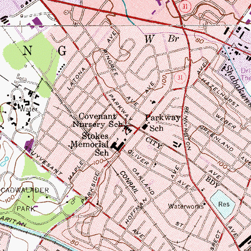 Topographic Map of Covenant Nursery School, NJ