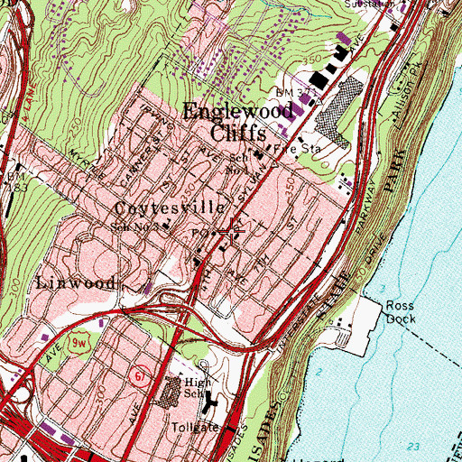 Topographic Map of Coytesville, NJ