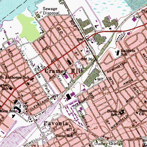 Topographic Map of Cramer Hill, NJ