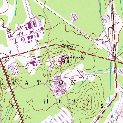 Topographic Map of Cranberry Hill, NJ
