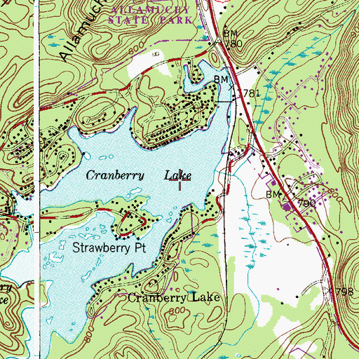 Topographic Map of Cranberry Lake, NJ