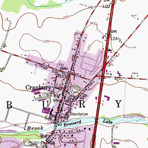 Topographic Map of Cranbury, NJ