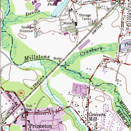 Topographic Map of Cranbury Brook, NJ