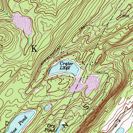 Topographic Map of Crater Lake, NJ
