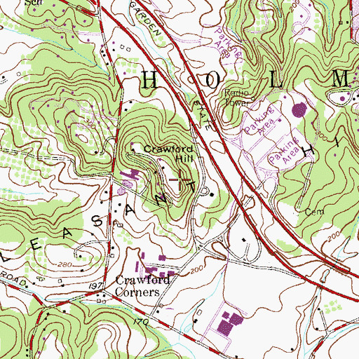 Topographic Map of Crawford Hill, NJ