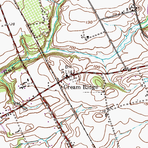 Topographic Map of Cream Ridge, NJ