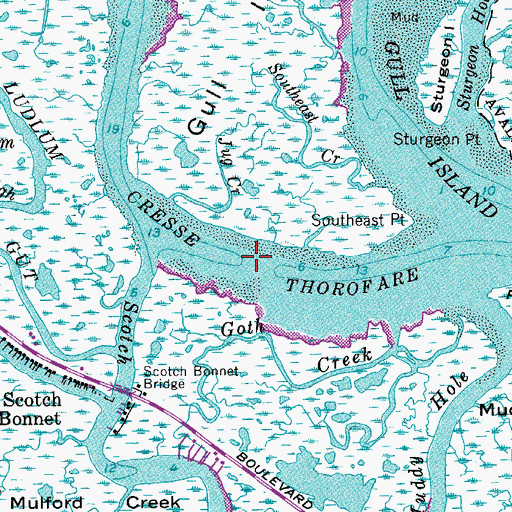 Topographic Map of Cresse Thorofare, NJ