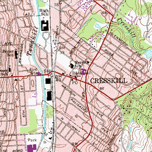 Topographic Map of Cresskill, NJ
