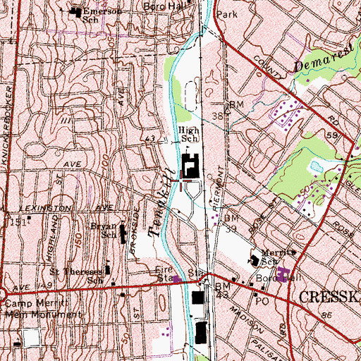 Topographic Map of Cresskill Brook, NJ