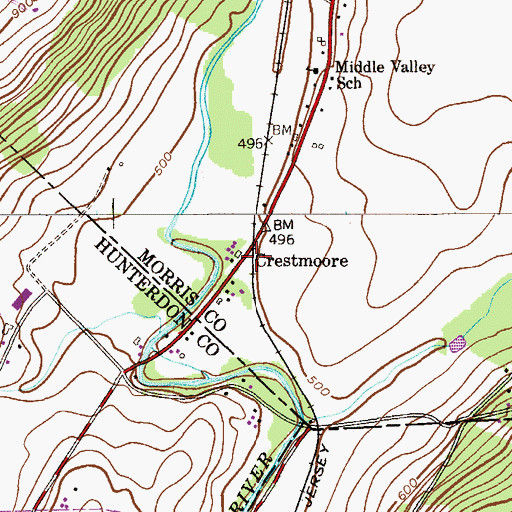 Topographic Map of Crestmoore, NJ
