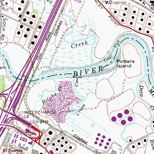 Topographic Map of Cross Creek, NJ