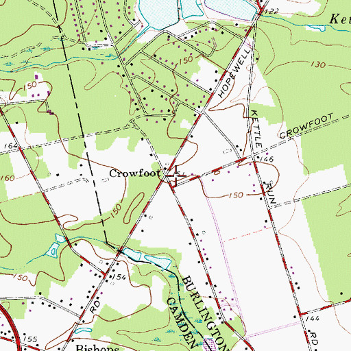 Topographic Map of Crowfoot, NJ