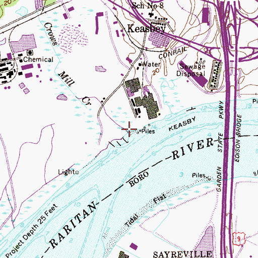 Topographic Map of Crows Mill Creek, NJ