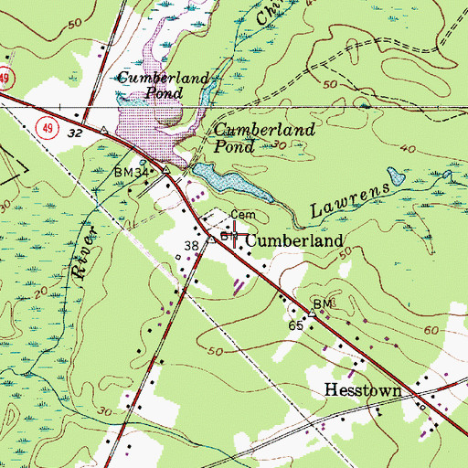 Topographic Map of Cumberland, NJ