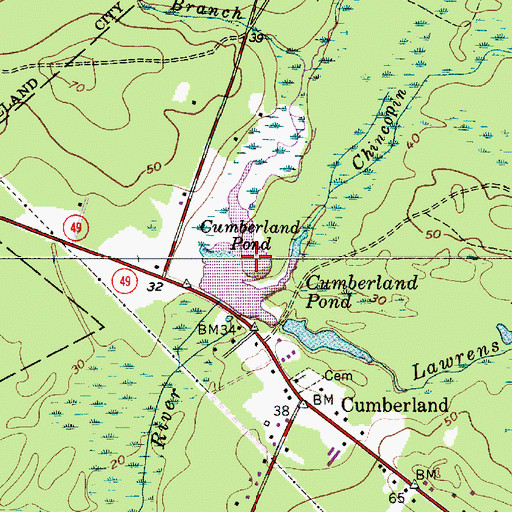 Topographic Map of Cumberland Pond, NJ