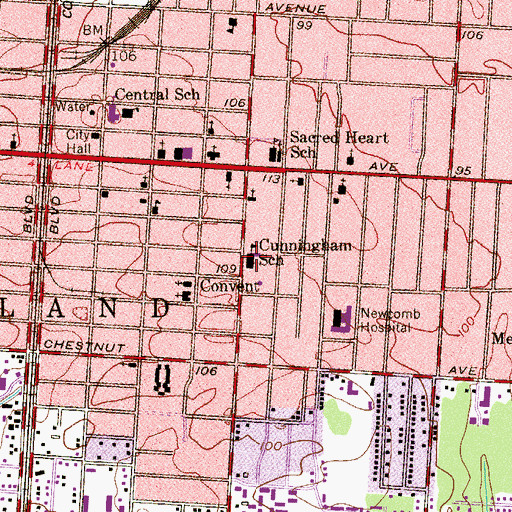 Topographic Map of Cunningham School, NJ