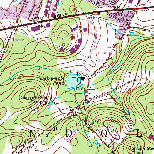 Topographic Map of Dalrymple Pond, NJ