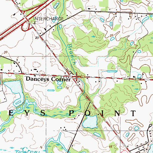 Topographic Map of Danceys Corner, NJ