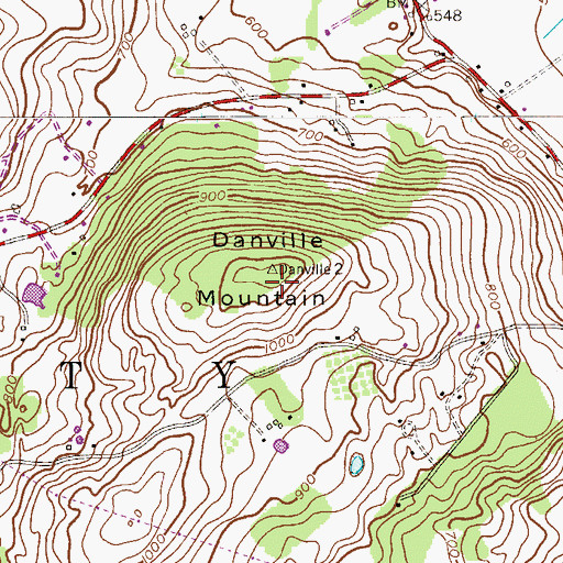 Topographic Map of Danville Mountain, NJ