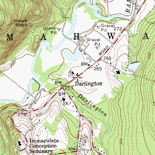 Topographic Map of Darlington, NJ