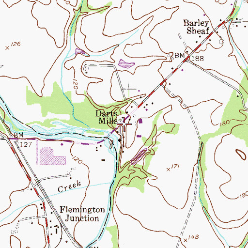 Topographic Map of Darts Mills, NJ