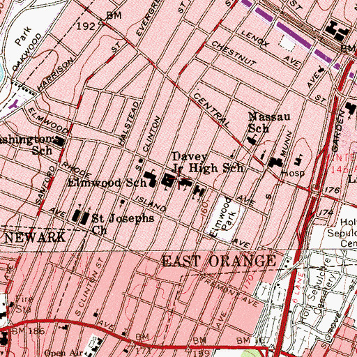 Topographic Map of Cicely Tyson School of Performing and Fine Arts, NJ