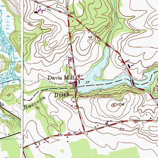 Topographic Map of Davis Mill, NJ