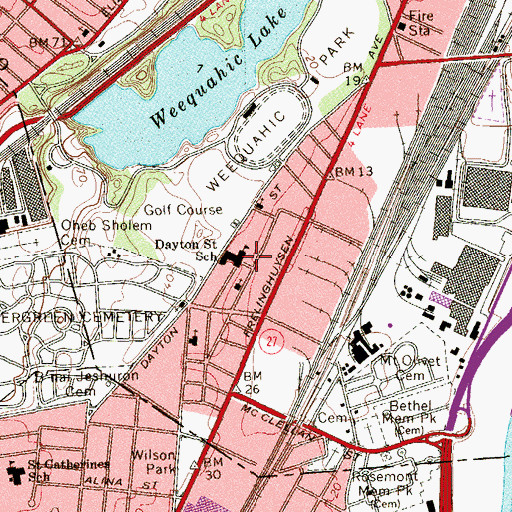 Topographic Map of Dayton Street Elementary School, NJ