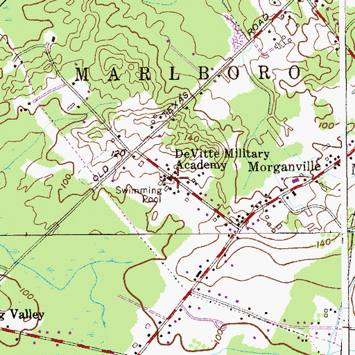 Topographic Map of DeVitte Military Academy (historical), NJ