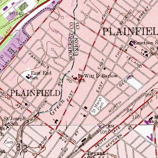 Topographic Map of Dewitt D Barlow Elementary School, NJ