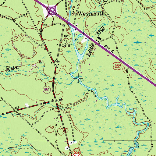 Topographic Map of Deep Run, NJ