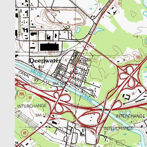 Topographic Map of Deepwater, NJ