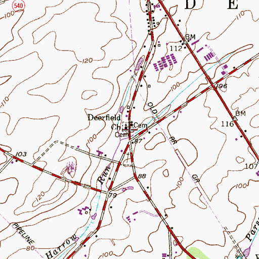 Topographic Map of Deerfield Church, NJ