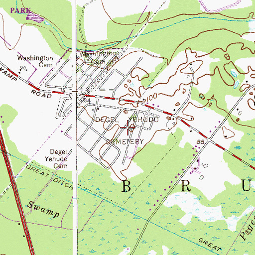 Topographic Map of Degel Yehudo Cemetery, NJ