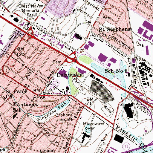 Topographic Map of Delawanna, NJ