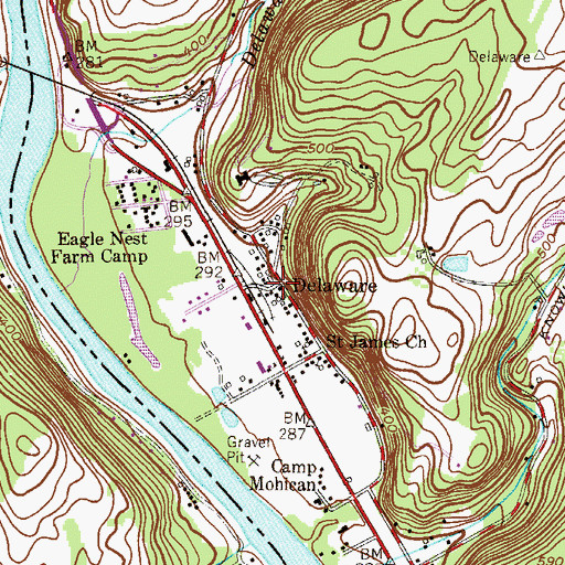 Topographic Map of Delaware, NJ
